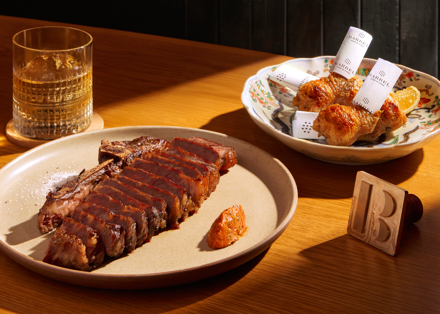 Barrel Story of Hibiki's wagyu bone-in striploin and teba gyoza | New restaurants and menus in Singapore 2026