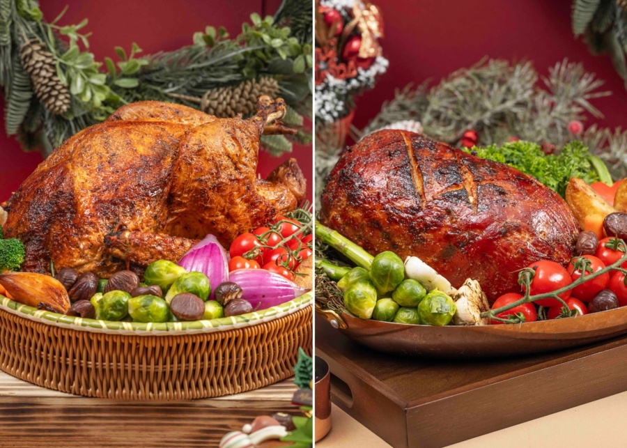 Amara Singapore Christmas buffet 2025 - Roast turkey and gammon ham