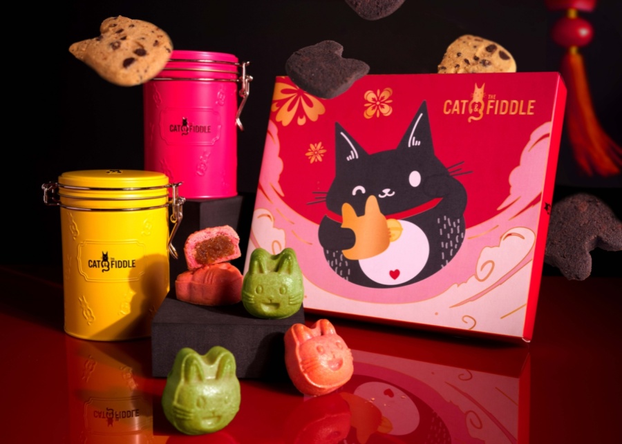 Best CNY 2026 snacks in Singapore - Cat and The Fiddle cat-shaped cookies and pineapple tarts