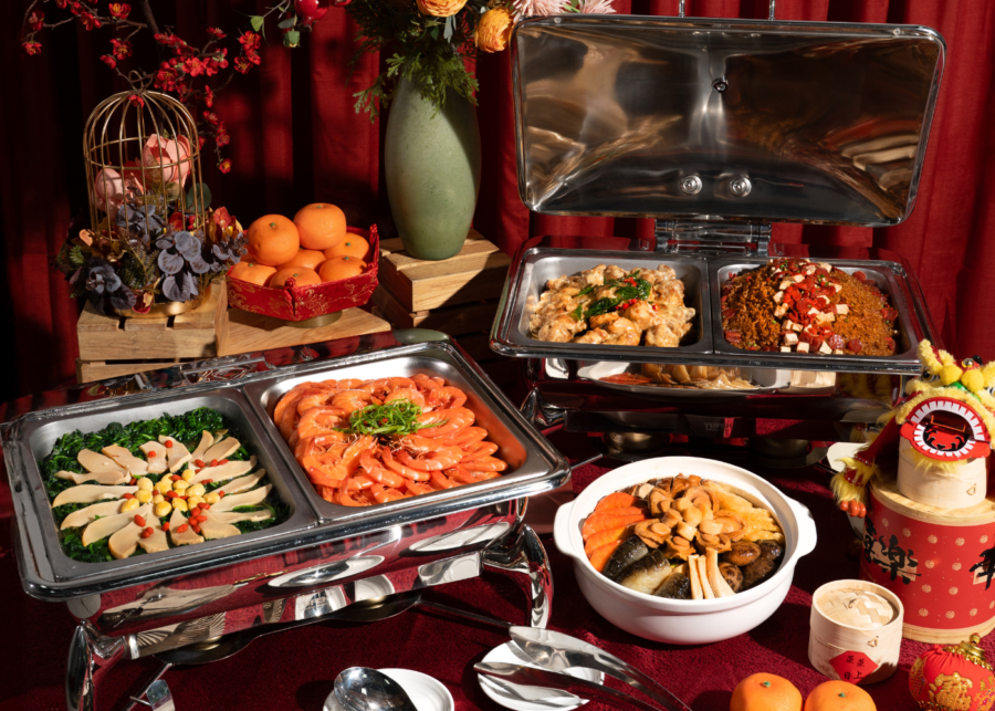 Best CNY 2026 takeaway menus in Singapore - Deli Hub Catering festive buffet set-up