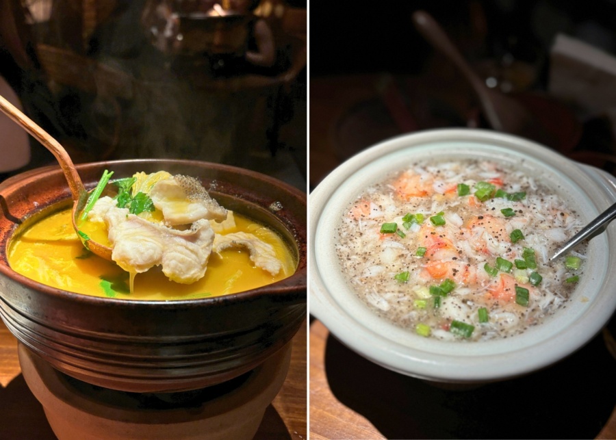 Yanhuo Restaurant Review Singapore - Double-boiled grouper soup, steamed egg with white truffle and snow crab meat