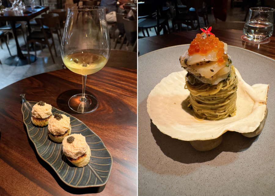 ember restaurant singapore review | crab toast and scallop pasta