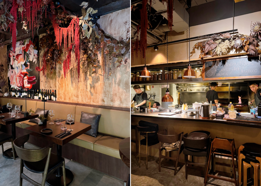ember restaurant singapore review | floral decor