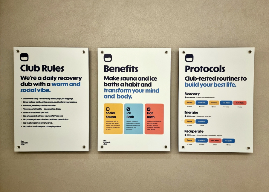 Club rules, benefits, and protocols signages | The Ice Bath Club at Duxton
