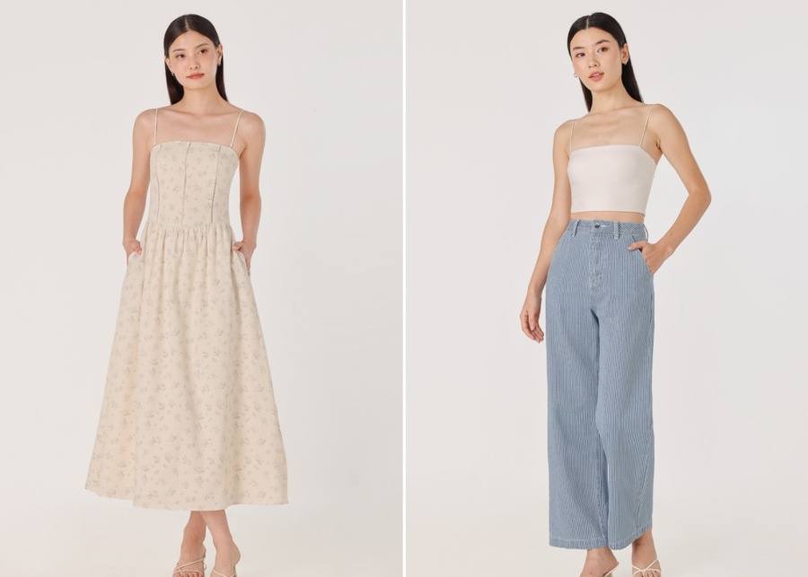 Best birthday vouchers in Singapore - Lovet flowy floral dress and basic top with striped jeans