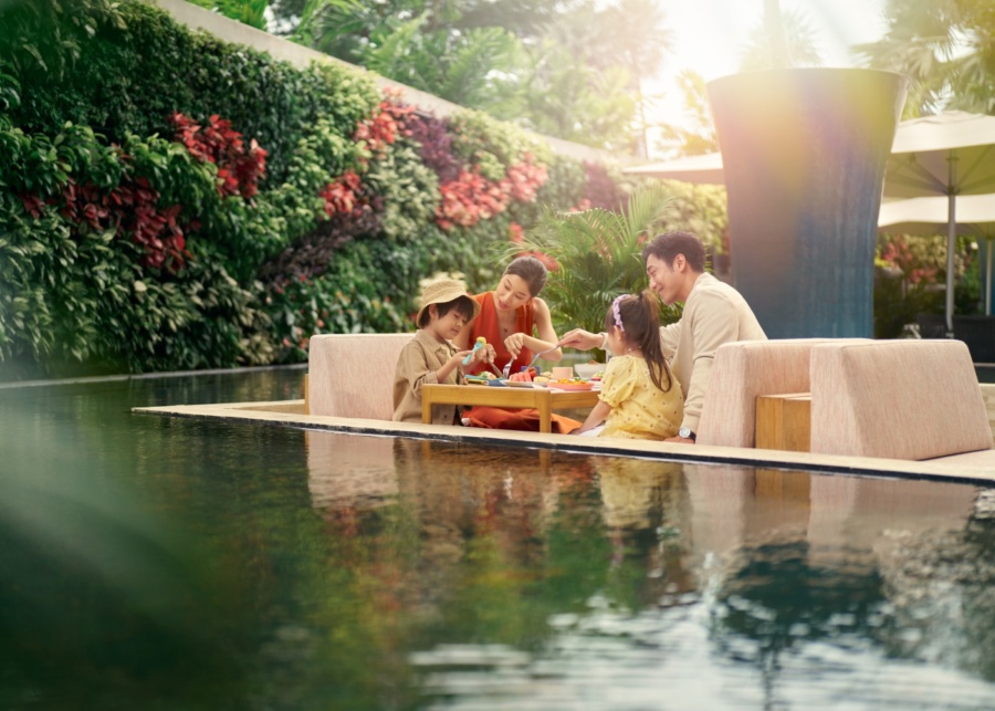 Best buffets in Singapore - RISE Restaurant at Marina Bay Sands - A family of four having a feast