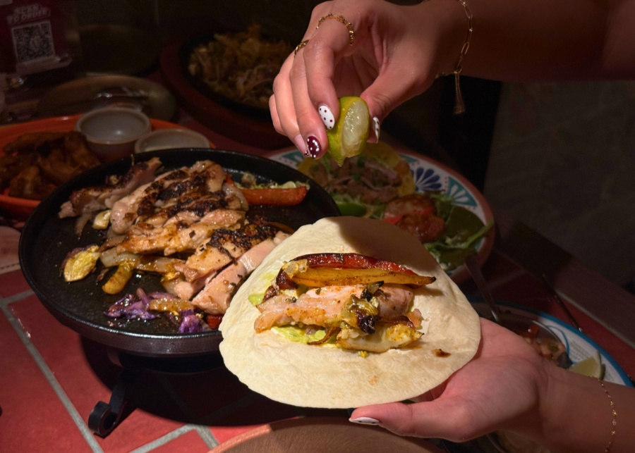 Rodeo Table Singapore review - Assembling a chicken fajita with tortilla and sauces
