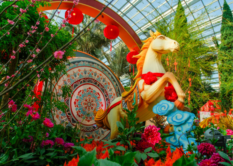 chinese new year events singapore | spring blossoms horse lantern at gardens by the bay