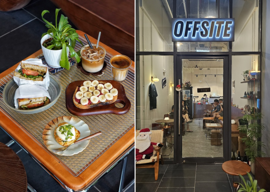 Offsite's food spread and exterior | New cafes in Singapore 2026