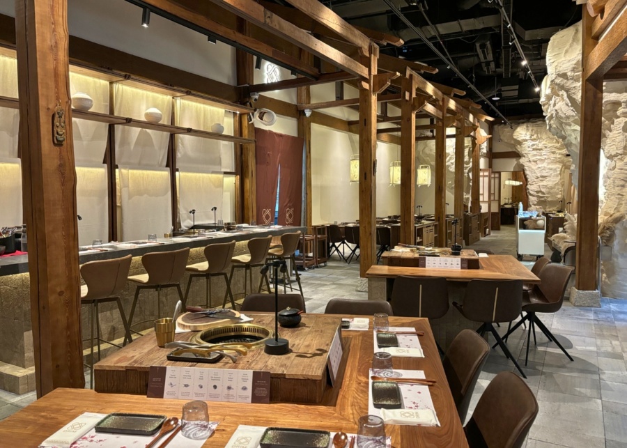 Drim Gold Sentosa review - Restaurant interior with cave-like architecture and traditional hanok elements