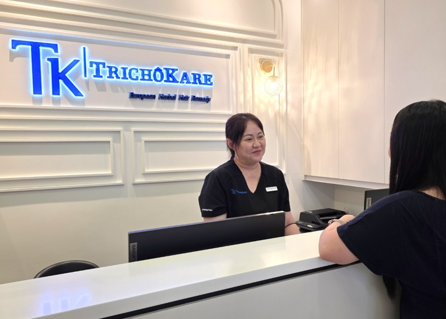 TK TrichoKare Dandruff Defense treatment review - Reception area at Clementi Mall outlet