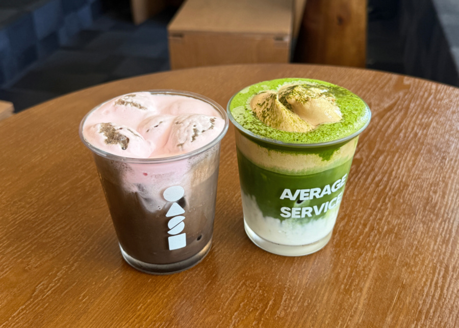 Average Service's dalgona matcha latte and hojicha strawberry cold foam | New cafes in Singapore 2026