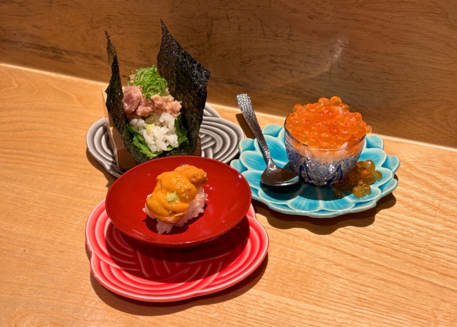Haku Sushi Great World review - Ikura kobore, special negitoro and uni sushi