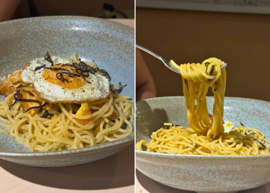 Sio Pasta at Raffles City - Japanese-style pasta with fried egg, cheese and salted kelp