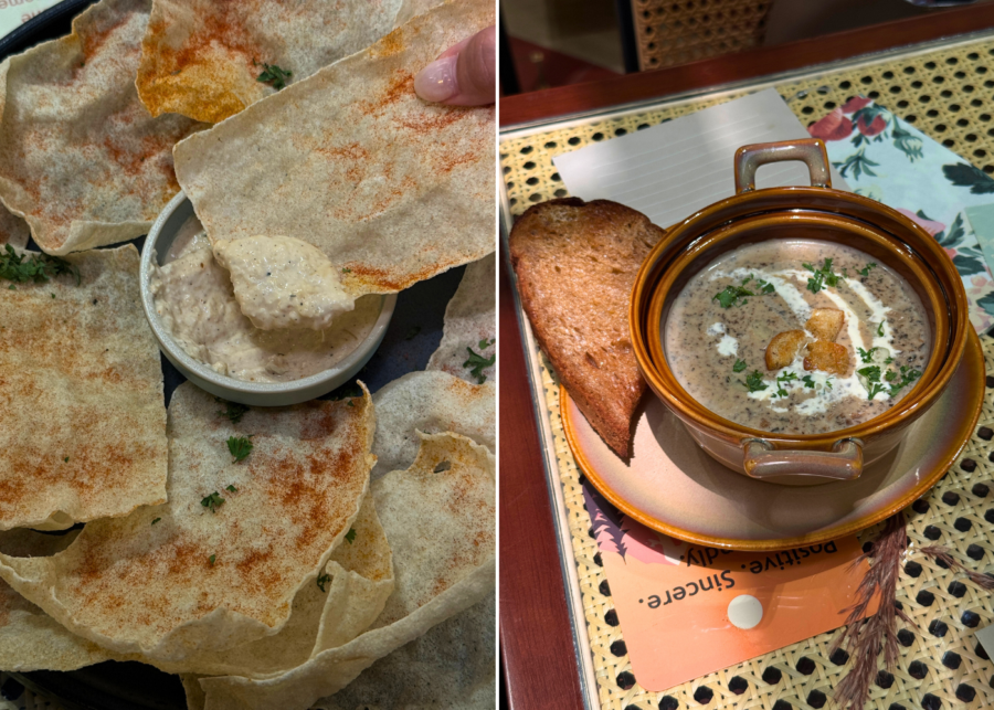 Cassava chips with onion dip and wild mushroom soup | Cafe Mary Grace in Singapore
