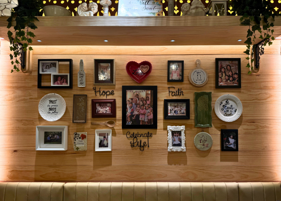 Photo wall in the main dining area | Cafe Mary Grace in Singapore