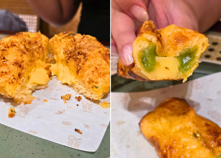 Salted egg ensaymada and kaya pandan cheese roll | Cafe Mary Grace in Singapore