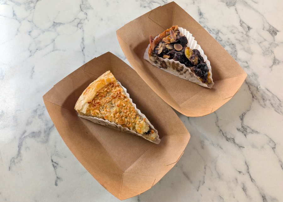 Dona Manis' original banana pie and chocolate banana pie slices | New cafes in Singapore 2026