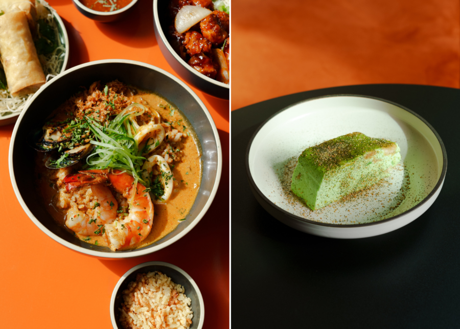 Rice's dashi laksa seafood pao fan and roasted rice mousse with pandan | New restaurants and menus in Singapore 2026