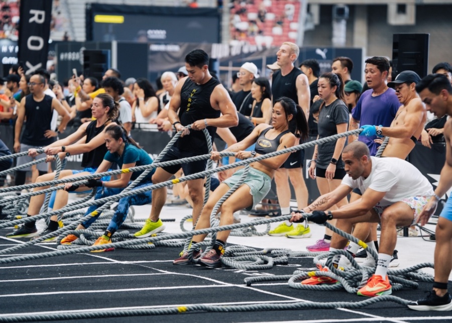 Hyrox events in Singapore and Asia-Pacific 2026 - Participants at the sled pull station