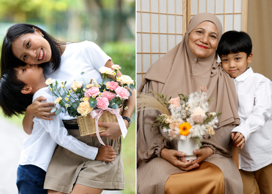 The Bloom Box's Boundless preserved flower vase and Adoration flower basket | Where to buy Mother's Day flowers and bouquets in Singapore
