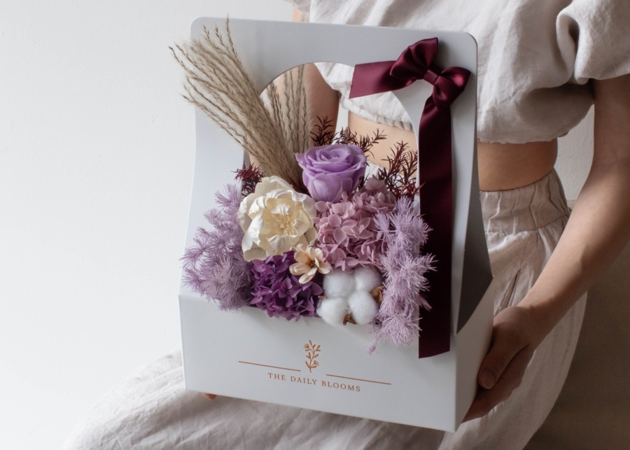 The Daily Blooms' Purple Haven preserved bloom box | Where to buy Mother's Day flowers and bouquets in Singapore