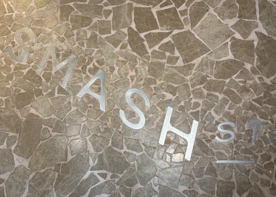 Smash Street sign on the floor near the entrance