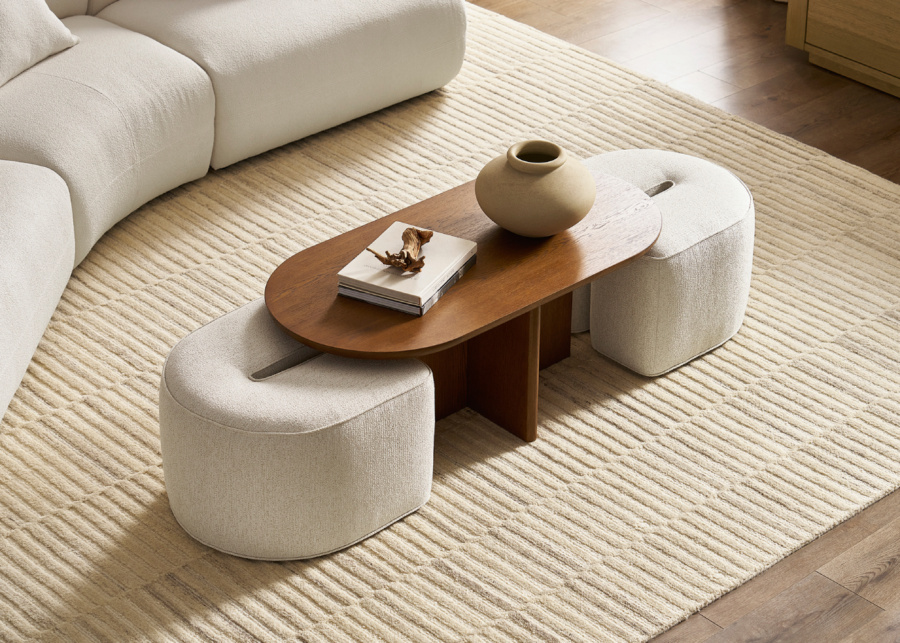 Castlery's Hugg collection - rectangular coffee table in dune and chestnut | What's happening in Singapore
