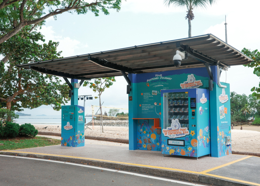 SingPost's posting box, rest stop overlooking Southernmost Point of Continental Asia at Sentosa | What's happening in Singapore