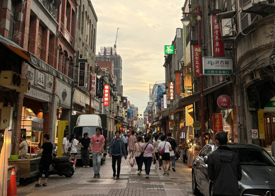 Things to do in Taipei, Taiwan - Dihua Street with sunset backdrop