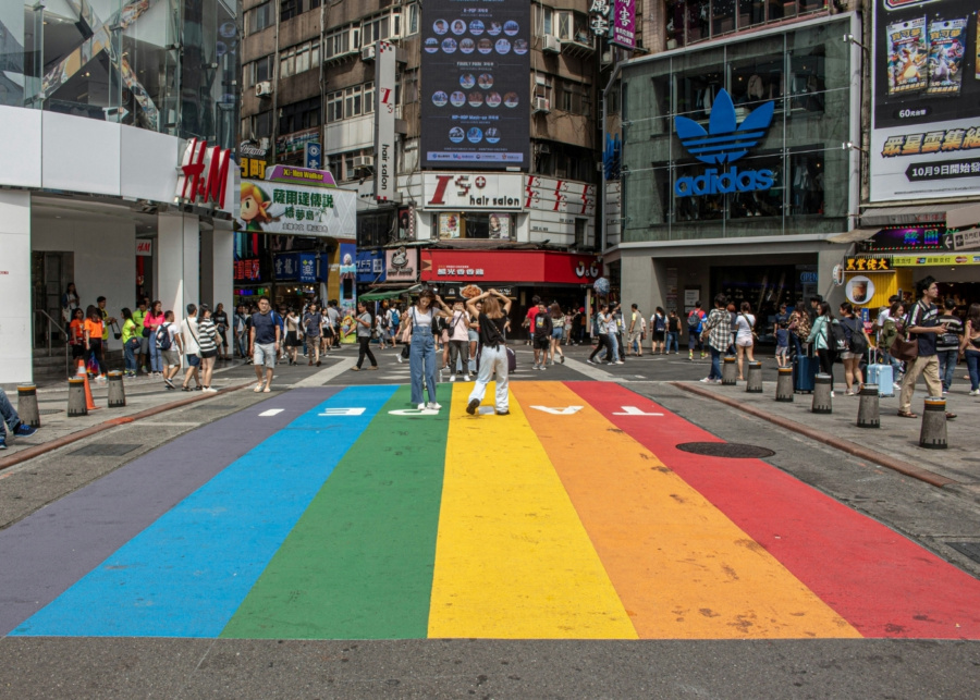 Things to do in Taipei, Taiwan - Ximending famous rainbow crossing