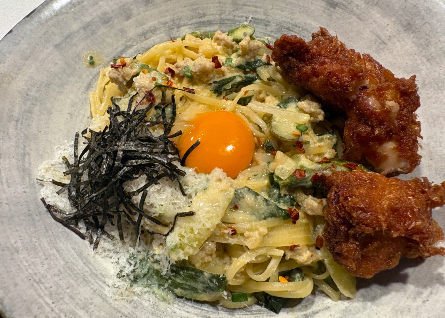 Cloudfields x chef Takeshi Araki collaboration - fried chicken and shiso linguine | What's happening in Singapore