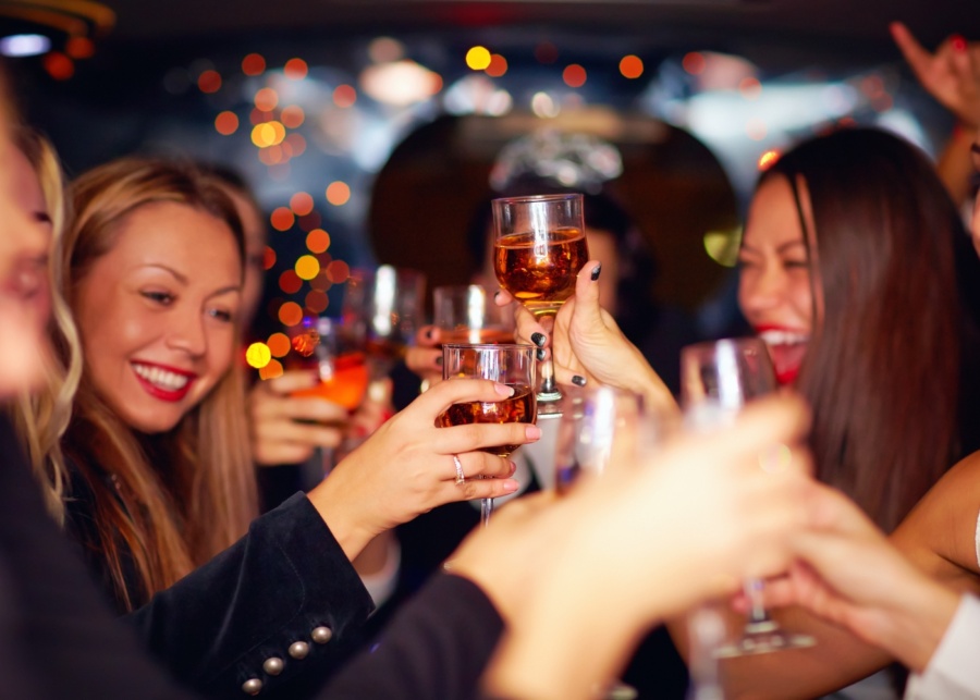 Girls Night Out - Pearls and Pour Decisions - Ladies toasting