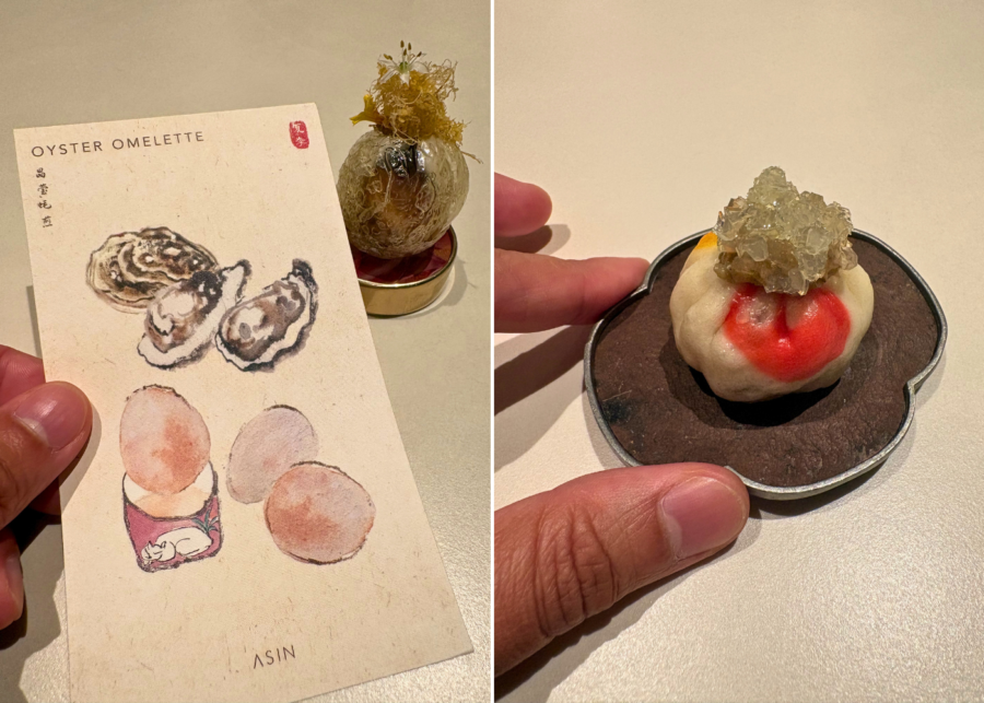 Oyster omelette and tori luffa bao | Asin restaurant in Singapore chef Ace Tan