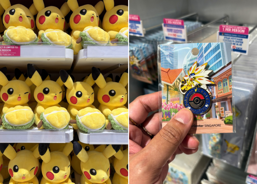 Pikachu with durian plush and logo pin | Pokemon Center Singapore