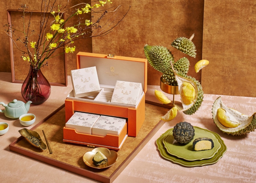 Hai Tien Lo at Pan Pacific Singapore 2026 mooncake collection - Mao Shan Wang durian snow skin mooncakes