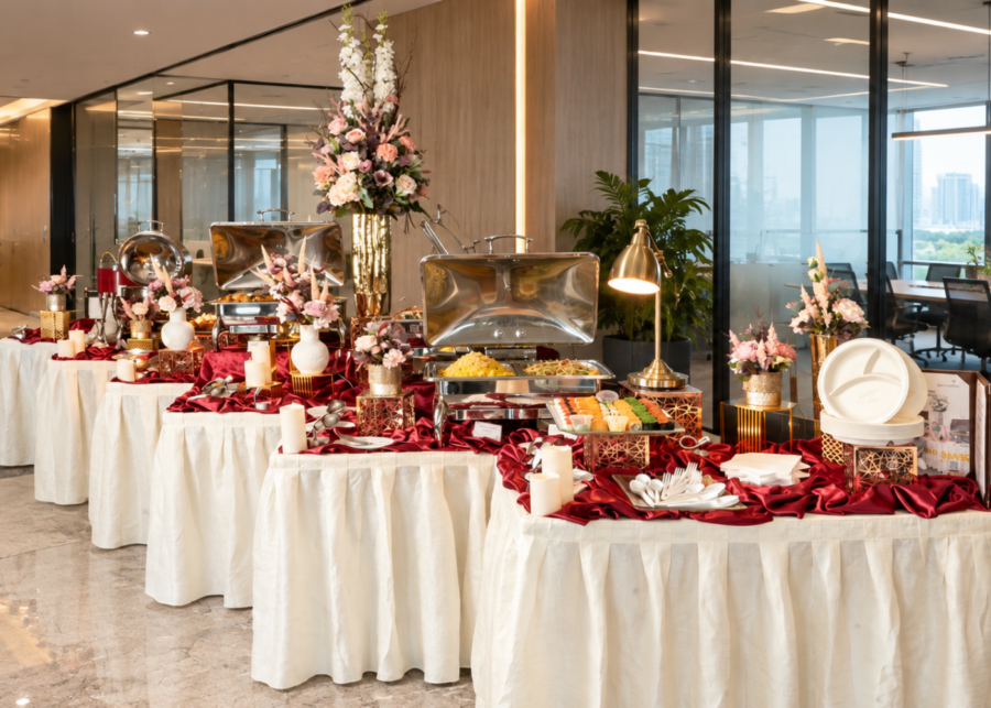Best catering services in Singapore - Kryston Catering full buffet set-up