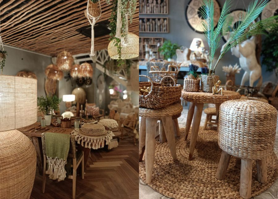 rattan chairs, tables, and decor at Kabann Living - homeware store in Seminyak, Bali, Indonesia