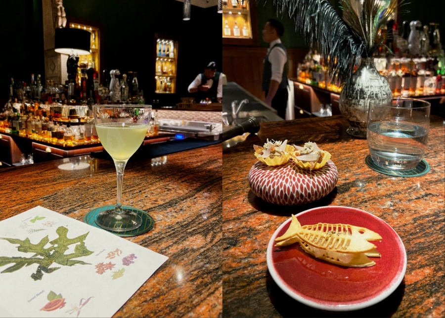 Pre-dinner cocktail and canapes where served at Pinstripe Bar at Viceroy Bali in Ubud