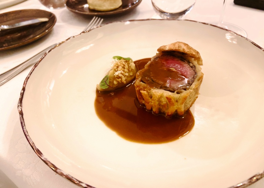 The signature Venison Wellington at aperitif restaurant in Ubud, at Viceroy Bali, Indonesia
