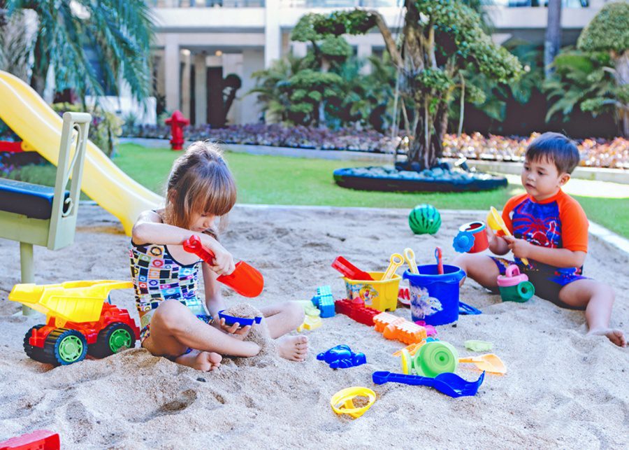 Sandy outdoor playground at Furama Xclusive Ocean Beach Seminyak resort