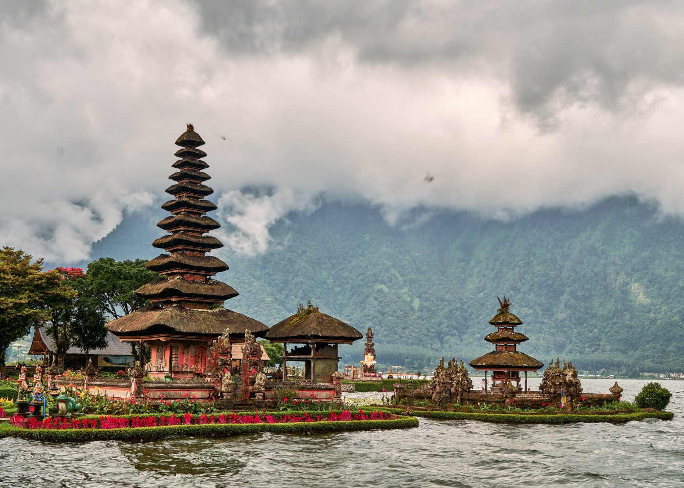 Lake Beratan with its famous water temple in North Bali