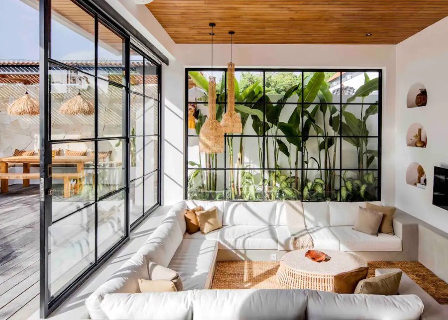 The naturally lit living room at The Young Villas in Canggu, Bali, Indonesia