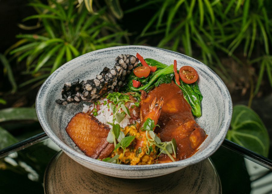 Nasi Campur Ikan at Merah Putih restaurant in Seminyak