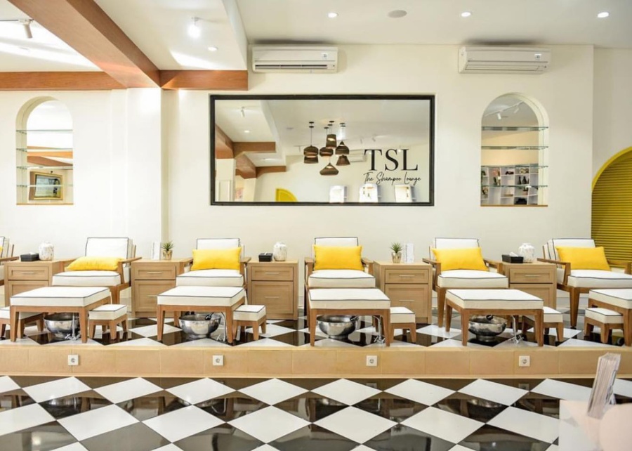 The massage chairs at The Shampoo Lounge hair salon and spa in Sanur, Bali, Indonesia