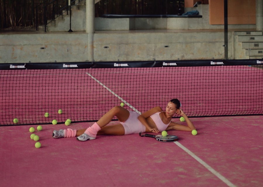 The iconic pink padel court at The Ground in Uluwatu, Bali, Indonesia