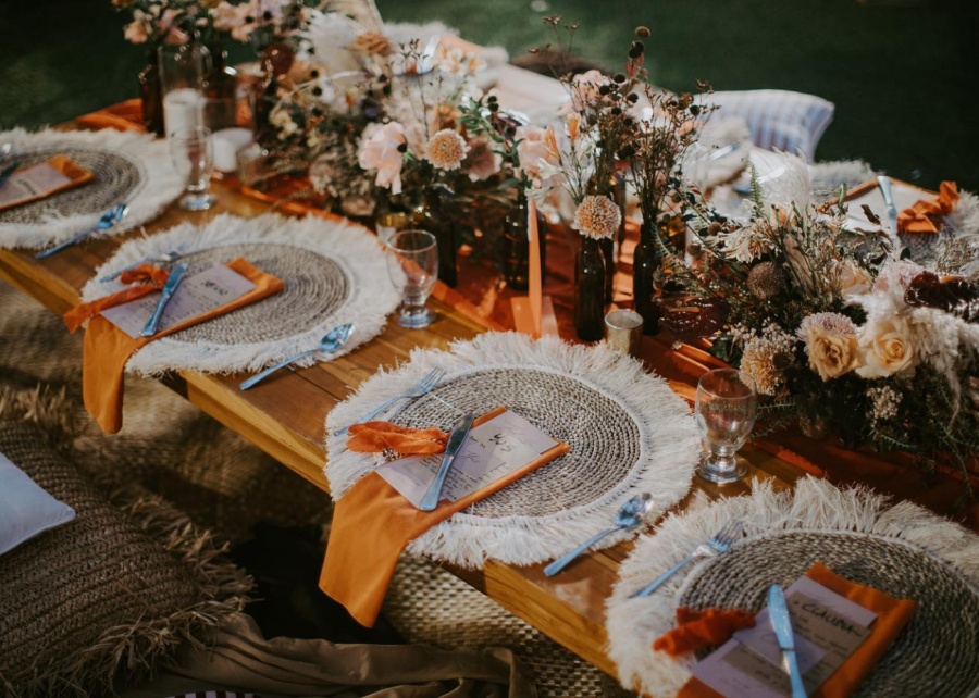 The bohemian table setting by Bali Table Top - one of the best tableware vendors for weddings in Bali Indonesia