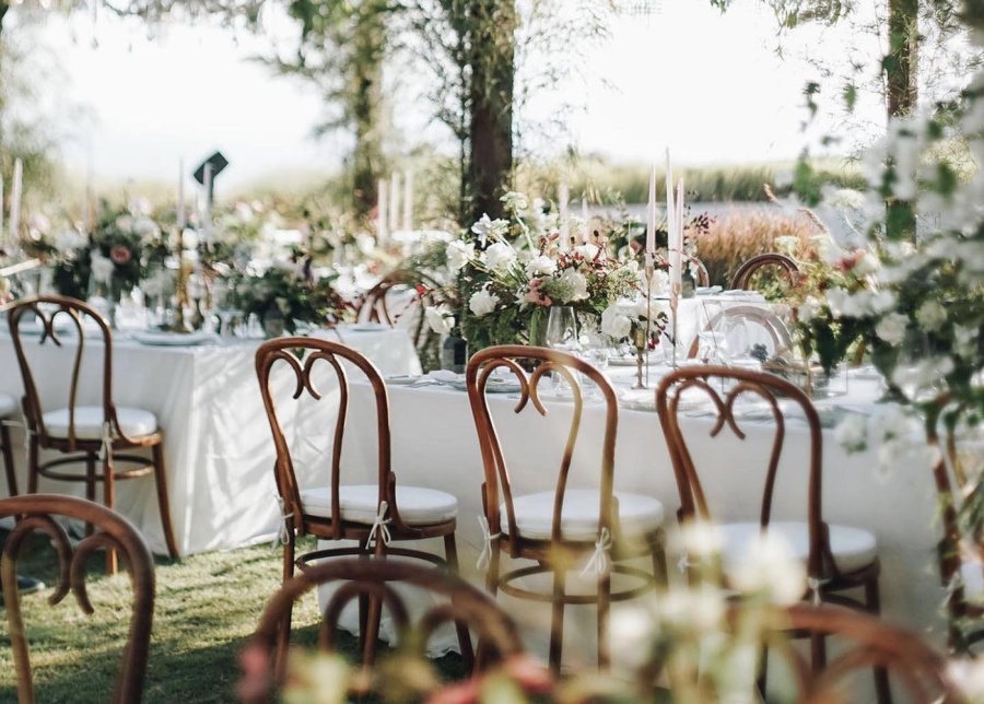 The Heart-back bentwood chairs from Bloomz Bali Rentals - one of the best wedding decor vendors in Bali Indonesia
