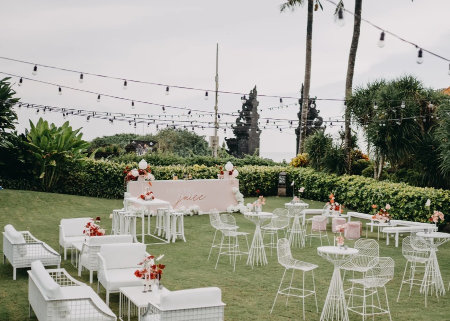 The outdoor wedding reception set up by The Isle Co. - one of the best vendors for weddings in Bali Indonesia