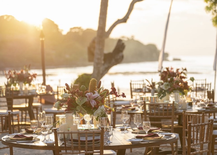 Wedding setup by the beach at Four Seasons Jimbaran Bay in Bali, Indonesia